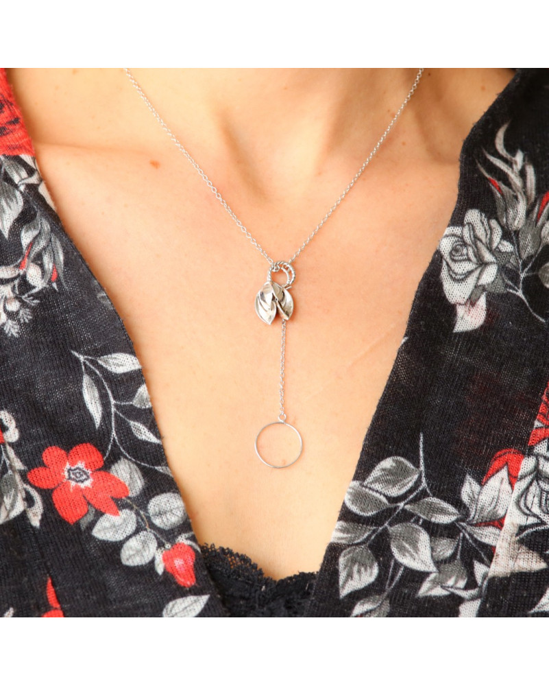 Collier ouvert Floral pendant en argent 925