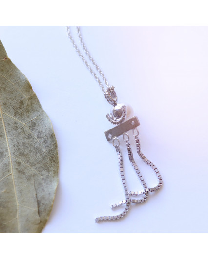 Collier Pendentif Maille et Blanche en argent 950/00