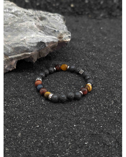 Bracelet Pierres de Lave et Trois Oeil
