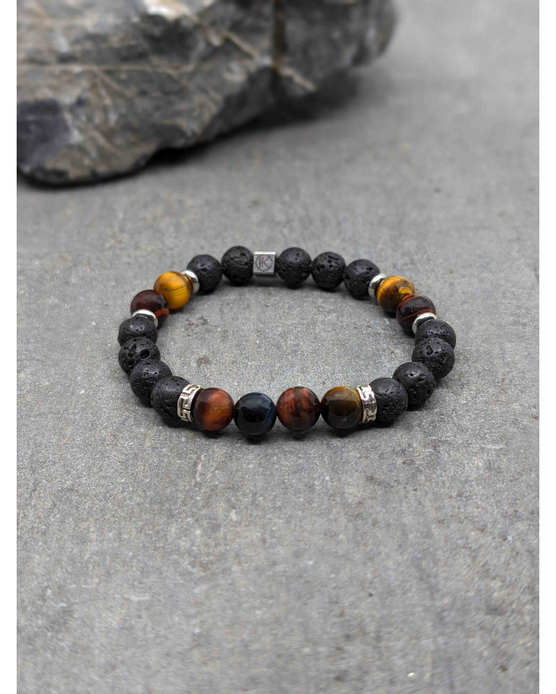 Bracelet Pierres de Lave et Trois Oeil