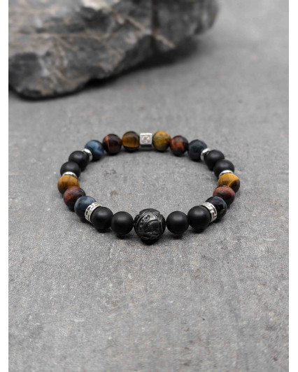 Bracelet Agate Noire, Trois...
