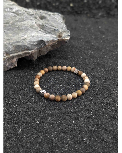 Bracelet Bois Fossilisé dépoli 6mm