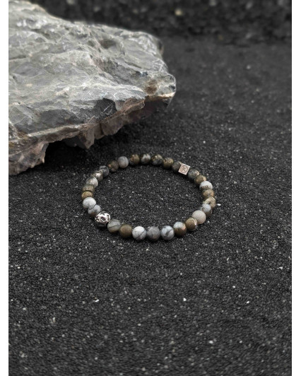 Bracelet Agate Pyrite polie...
