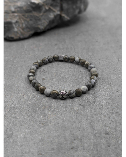 Bracelet Agate Pyrite polie 6mm