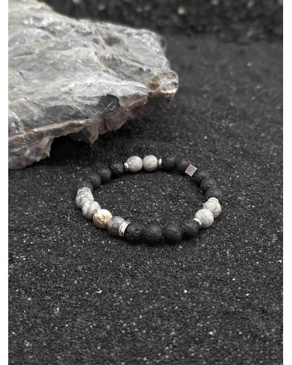 Bracelet Jaspe Paysage Gris...