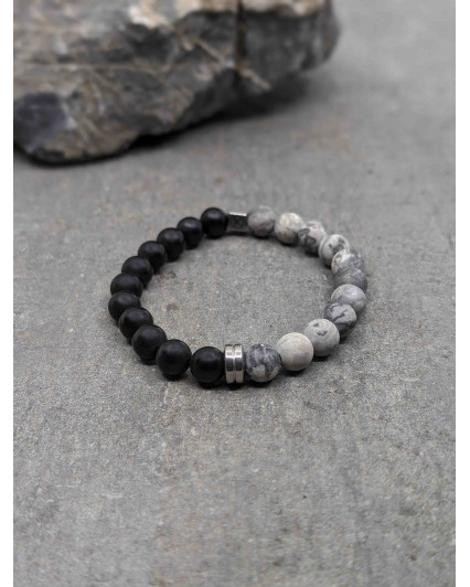 Bracelet Agate noire et...