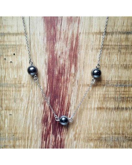 Collier 3 pierres d'hématite