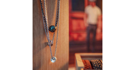 Collier IKOBA acier inoxydable et perle de Tahiti